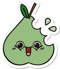 sticker of a cute cartoon green pear