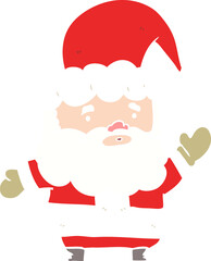 flat color style cartoon santa claus waving