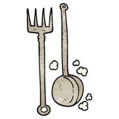 textured cartoon old fireside tools