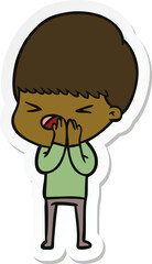 sticker of a cartoon stressed man
