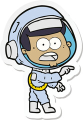 sticker of a cartoon surprised astronaut