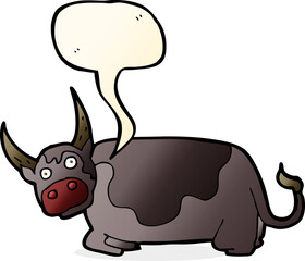 cartoon bull with speech bubble