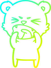 cold gradient line drawing angry cartoon bear