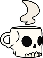 cartoon doodle of a skull mug