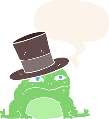 cartoon rich toad and speech bubble in retro style