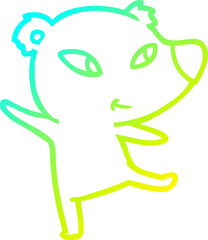 cold gradient line drawing cute cartoon bear dancing
