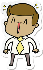 sticker of a cartoon happy man