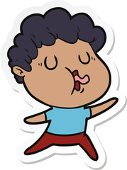 sticker of a cartoon man singing