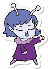 sticker of a cute alien girl cartoon