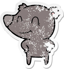 distressed sticker of a friendly bear with hands on hips