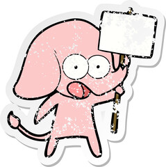 distressed sticker of a cute cartoon elephant