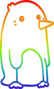 recommend clip art: rainbow gradient line drawing cartoon penguin