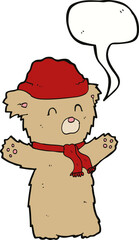 cartoon teddy bear with speech bubble