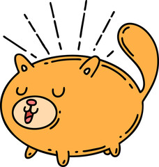 traditional tattoo style happy cat