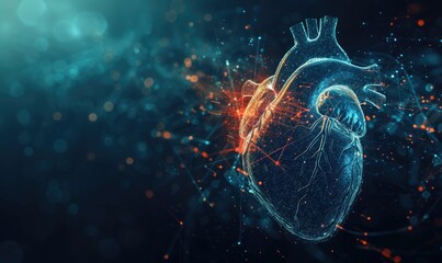 Human heart close-up. Human heart on a dark background with bokeh. - obrazy, fototapety, plakaty