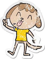 distressed sticker of a cute cartoon dog