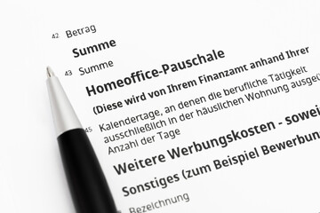 Homeoffice-Pauschale Steuerformular