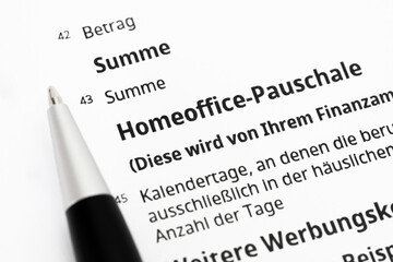 Obraz premium Homeoffice-Pauschale Steuerformular