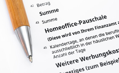 Homeoffice-Pauschale Steuerformular