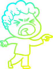 cold gradient line drawing cartoon furious man
