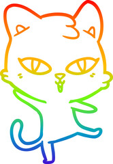 rainbow gradient line drawing cartoon cat