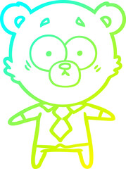 cold gradient line drawing surprised bear cartoon