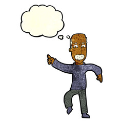 cartoon angry old man with thought bubble