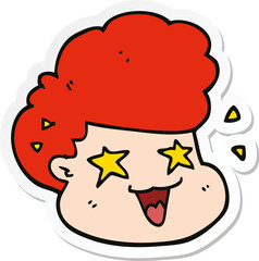 sticker of a cartoon excited boy