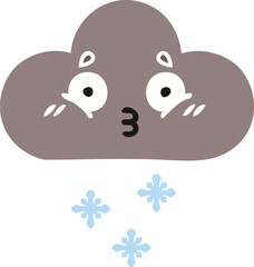 flat color retro cartoon storm snow cloud