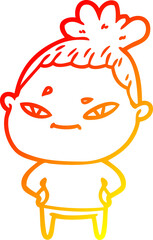 Obraz premium warm gradient line drawing cartoon woman