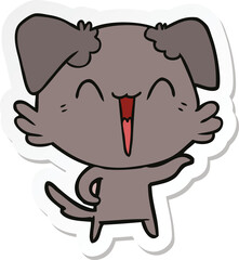 sticker of a happy little dog cartoon