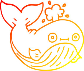 warm gradient line drawing cartoon sea whale