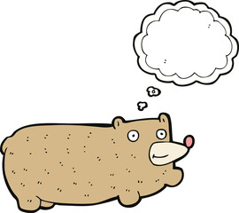 funny cartoon bear with thought bubble