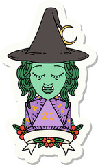 half orc witch character with natural 20 dice roll sticker