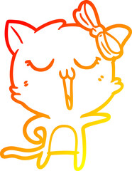 warm gradient line drawing cartoon cat