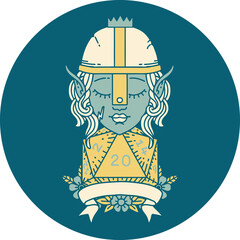 elf fighter with natural 20 dice roll illustration