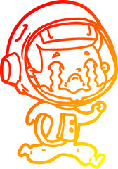 warm gradient line drawing cartoon crying astronaut