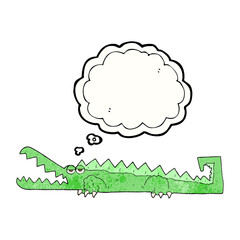 thought bubble textured cartoon crocodile