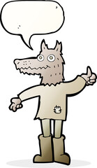Obraz na płótnie Canvas cartoon wolf man with speech bubble
