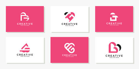 Letter G heart love logo design inspiration