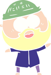 flat color style cartoon surprised bearded man