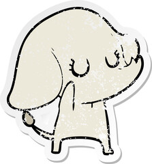 distressed sticker of a cute cartoon elephant