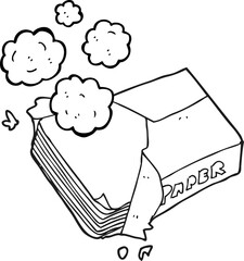 black and white cartoon office paper