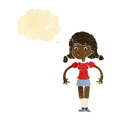 cartoon pretty girl with thought bubble