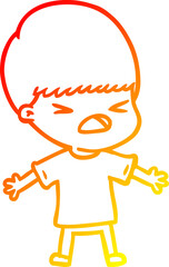 warm gradient line drawing cartoon stressed man