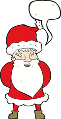 cartoon santa claus with speech bubble