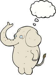 cartoon funny elephant with thought bubble