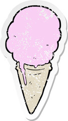 distressed sticker of a cartoon ice cream