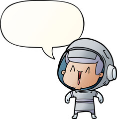 cartoon astronaut man and speech bubble in smooth gradient style