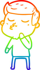 rainbow gradient line drawing cartoon model guy pouting
